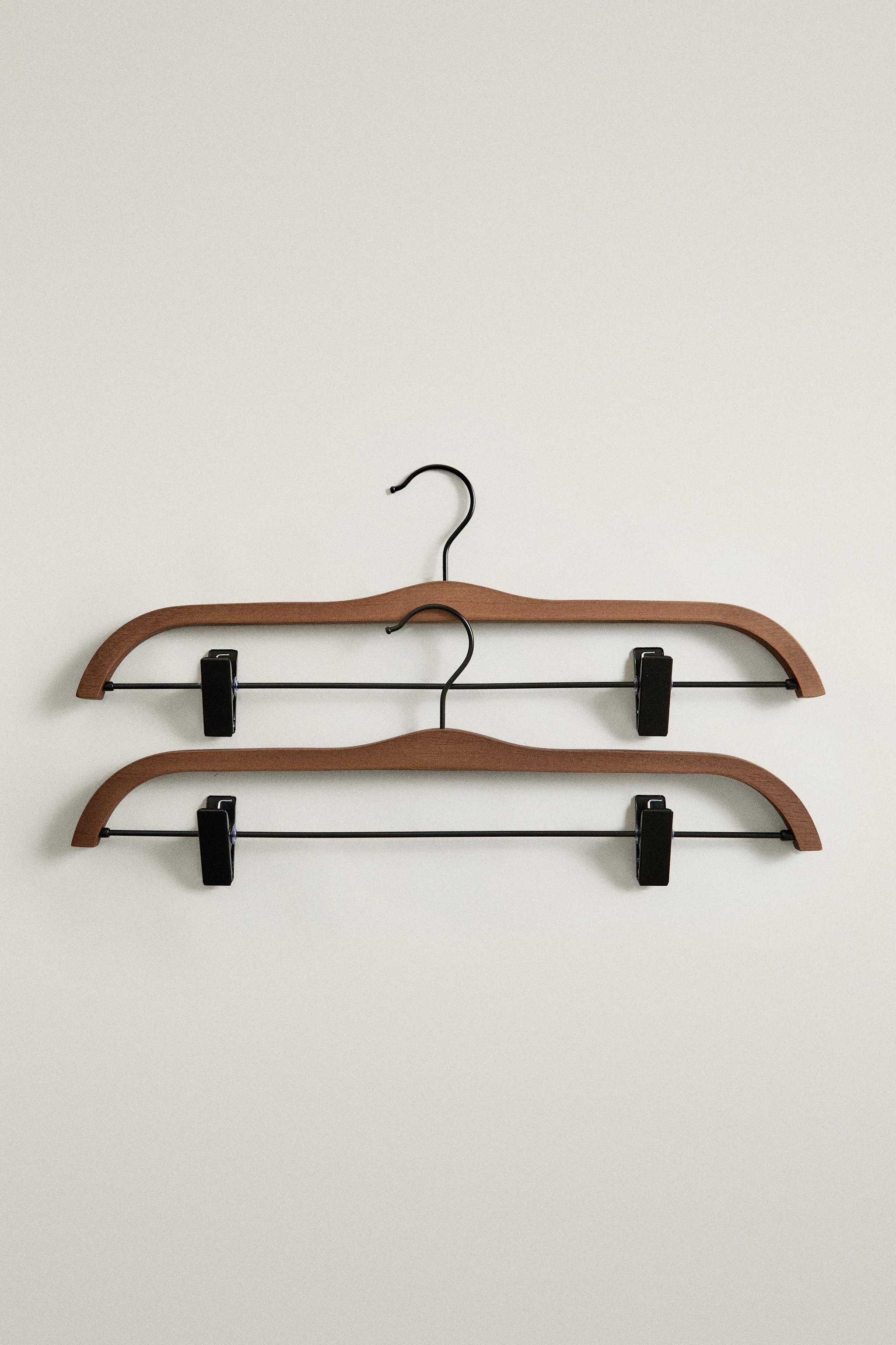 WOOD-FINISH SKIRT HANGER SET (PACK OF 2)