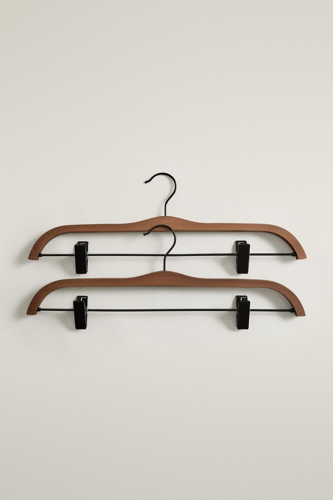 WOOD-FINISH SKIRT HANGER SET (PACK OF 2) — Dark brown
