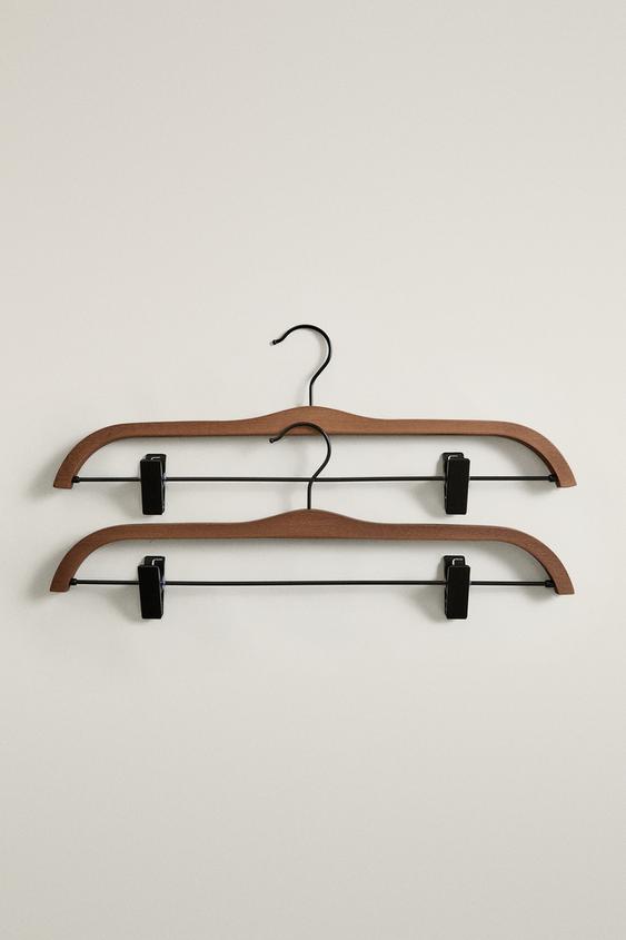 Zara PACK OF WOODEN FINISH SKIRT HANGERS (PACK OF 2) - 深棕色 - 圖片 0