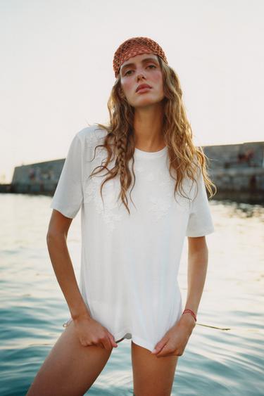 EMBROIDERED T-SHIRT - White by Zara