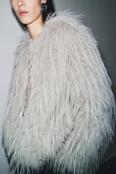 MANTEAU EFFET FOURRURE ZW COLLECTION - Gris clair de Zara - Image 3