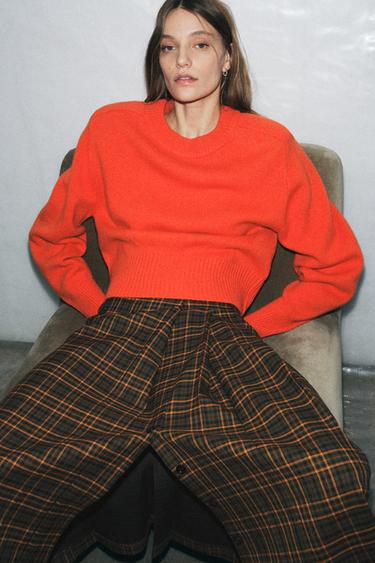 JERSEY 100% LANA HOMBRERAS - Naranja de Zara