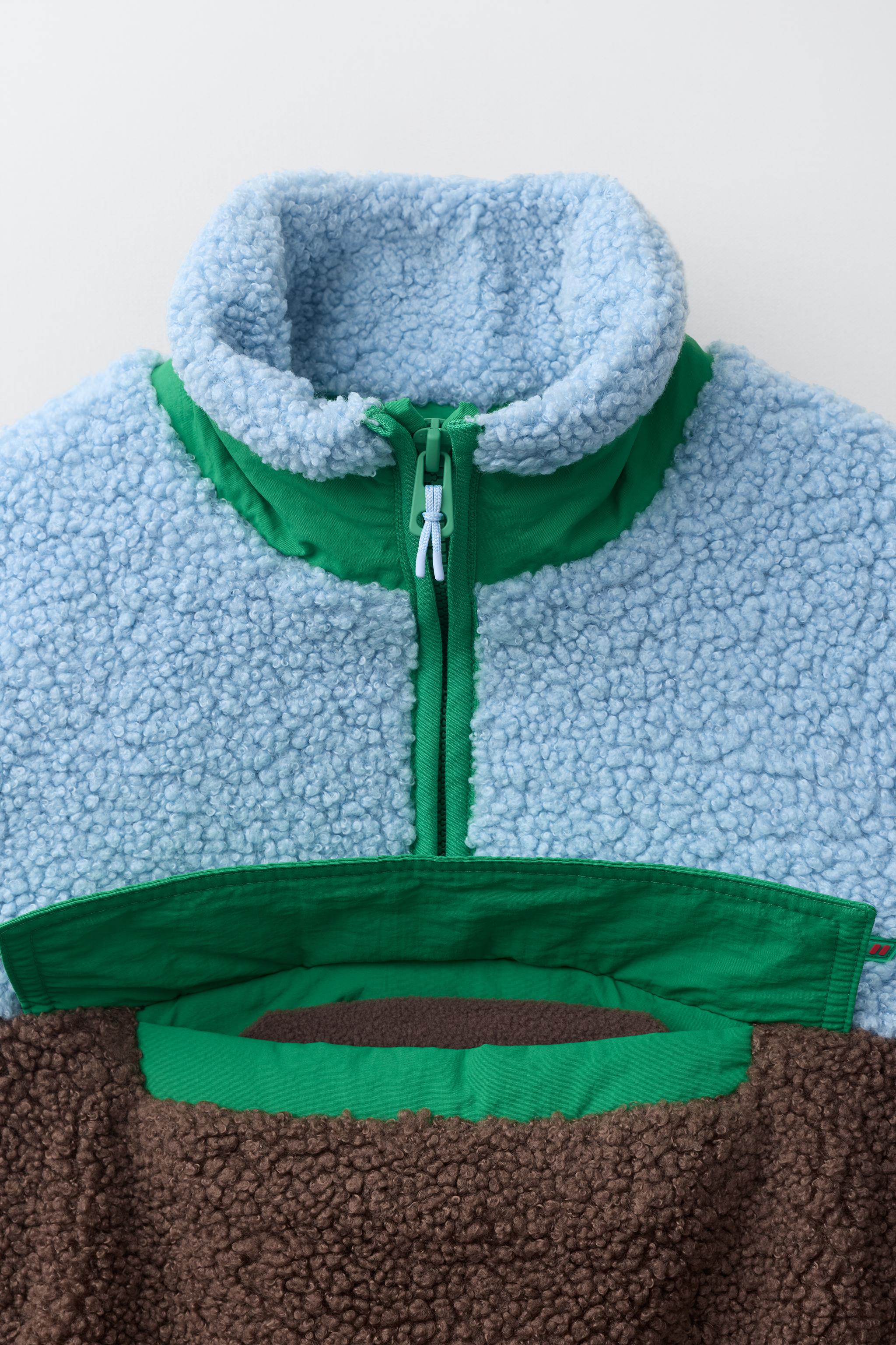 BLOUSON KANGOUROU DAIM COULEUR BLOCK