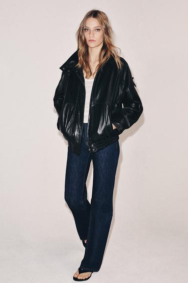 جاكيت 100% جلد ZW COLLECTION - أسود الخاص بـ Zara