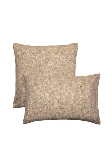 FRONHA DE TRAVESSEIRO COM ESTAMPA DE FLORES - Bege da Zara
