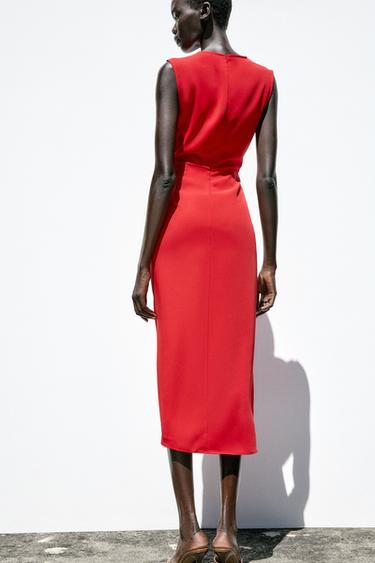 HARDWARE MIDI DRESS - Red by Zara - Image 5