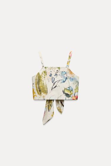 ZW COLLECTION PRINTED CROP TOP - Ecru by Zara