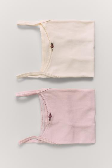 Zara AGES 6-14/ TWO-PACK OF TANK TOPS WITH FLOWER DETAIL - Multicolored