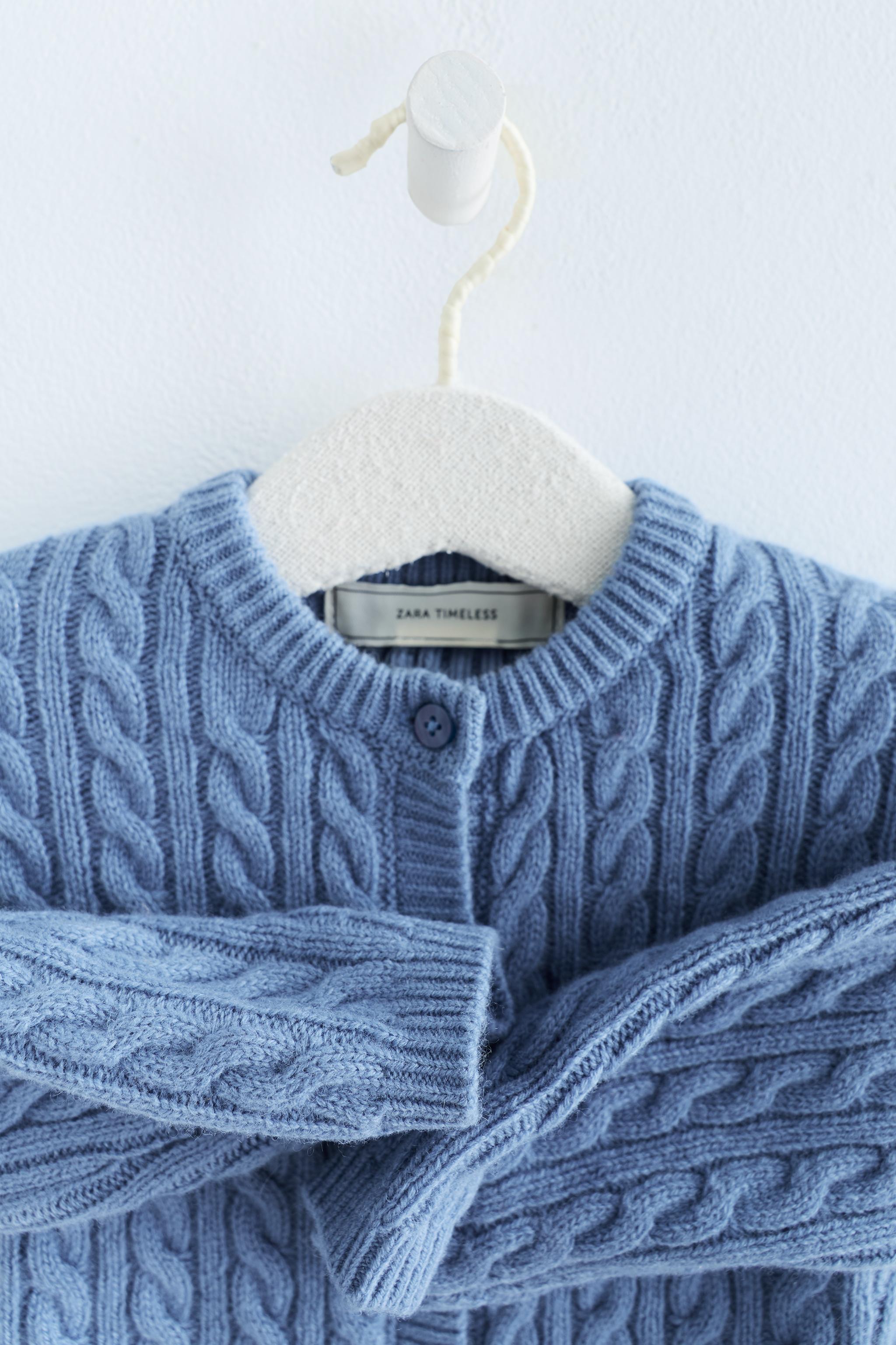 Zara TIMELESS - CARDIGAN CABLE-KNIT 100% WOOL