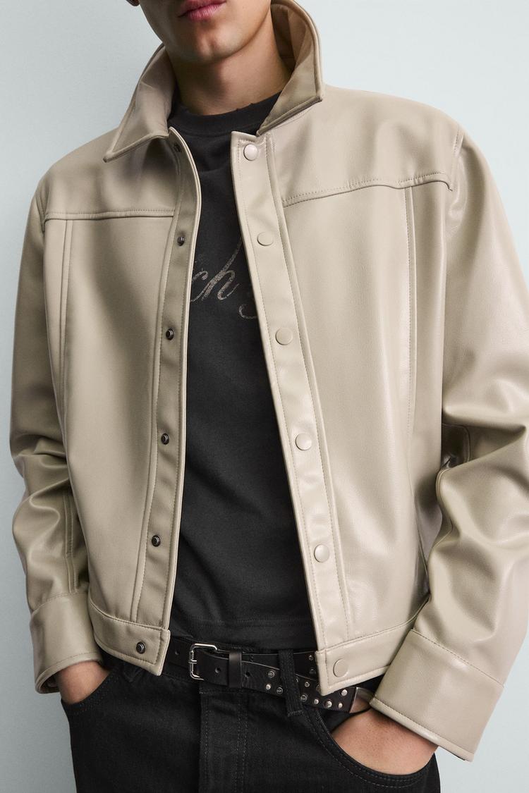 ZARA VINYL EFFECT OVERSHIRT