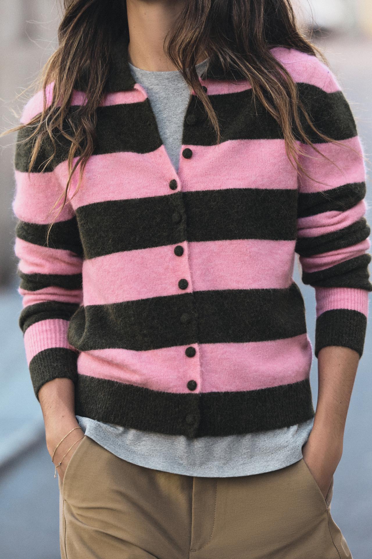 STRIPED KNIT POLO JACKET — only one