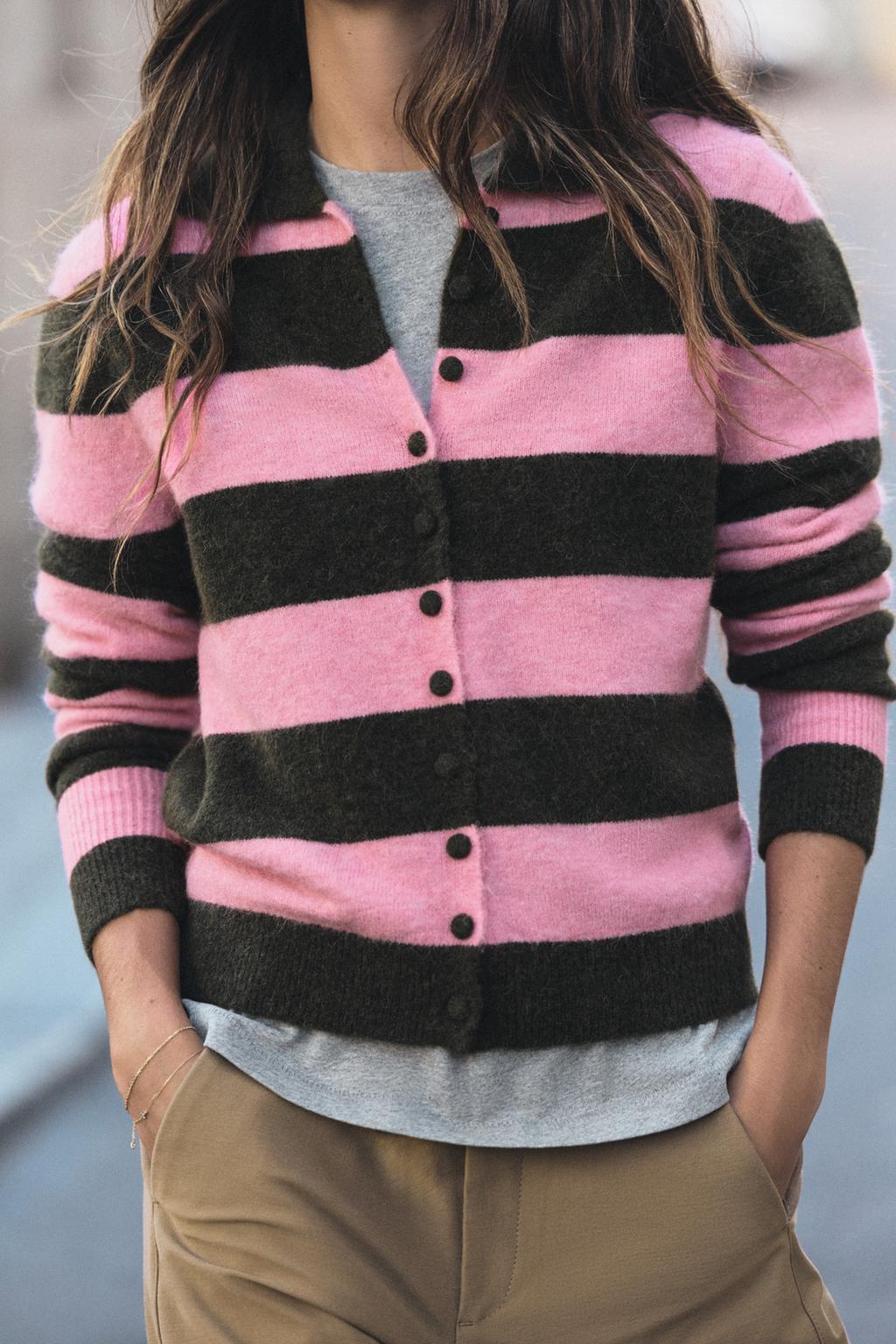 STRIPED POLO CARDIGAN