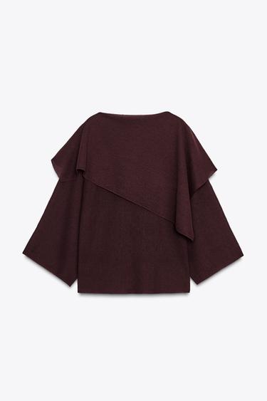 PLAIN KNIT LAYERED TOP - Aubergine by Zara - Image 5