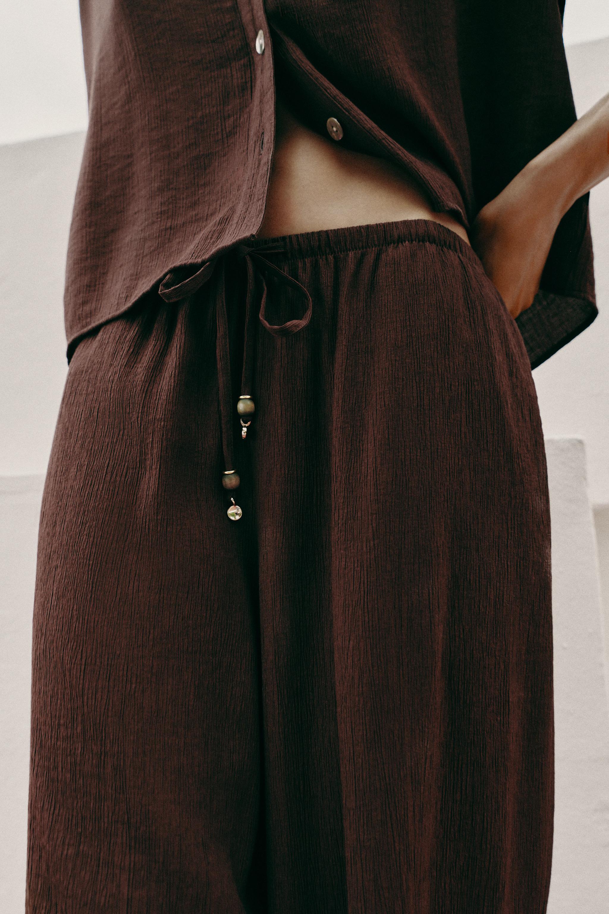 Zara Dökümlü Düz Pantolon görsel 3