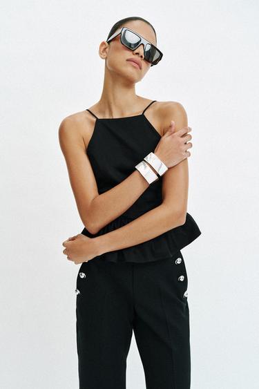 FLARE TROUSERS WITH BUTTONS - Black by Zara - Image 2