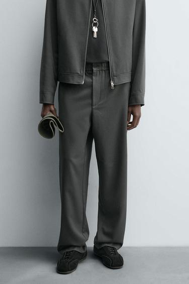 Zara REGULAR FIT JOGGER WAIST PANTS - Green