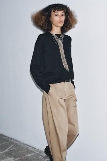 JERSEY 100% CASHMERE MANGA LARGA - Negro de Zara