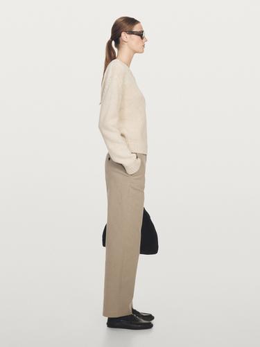 Pantalón mezcla algodón straight fit - Beige de Zara