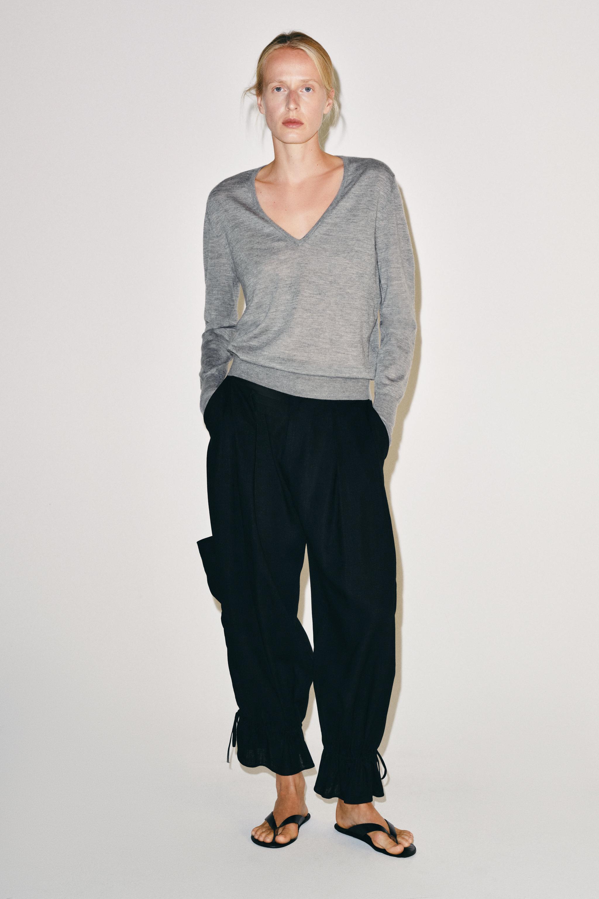 Женские брюки Zara ZW COLLECTION DRAWSTRING PARACHUTE PANTS