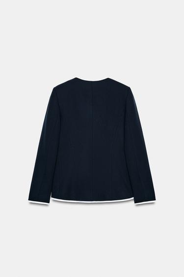 BLAZER À LISERÉS EN CONTRASTE - Bleu marine de Zara - Image 7