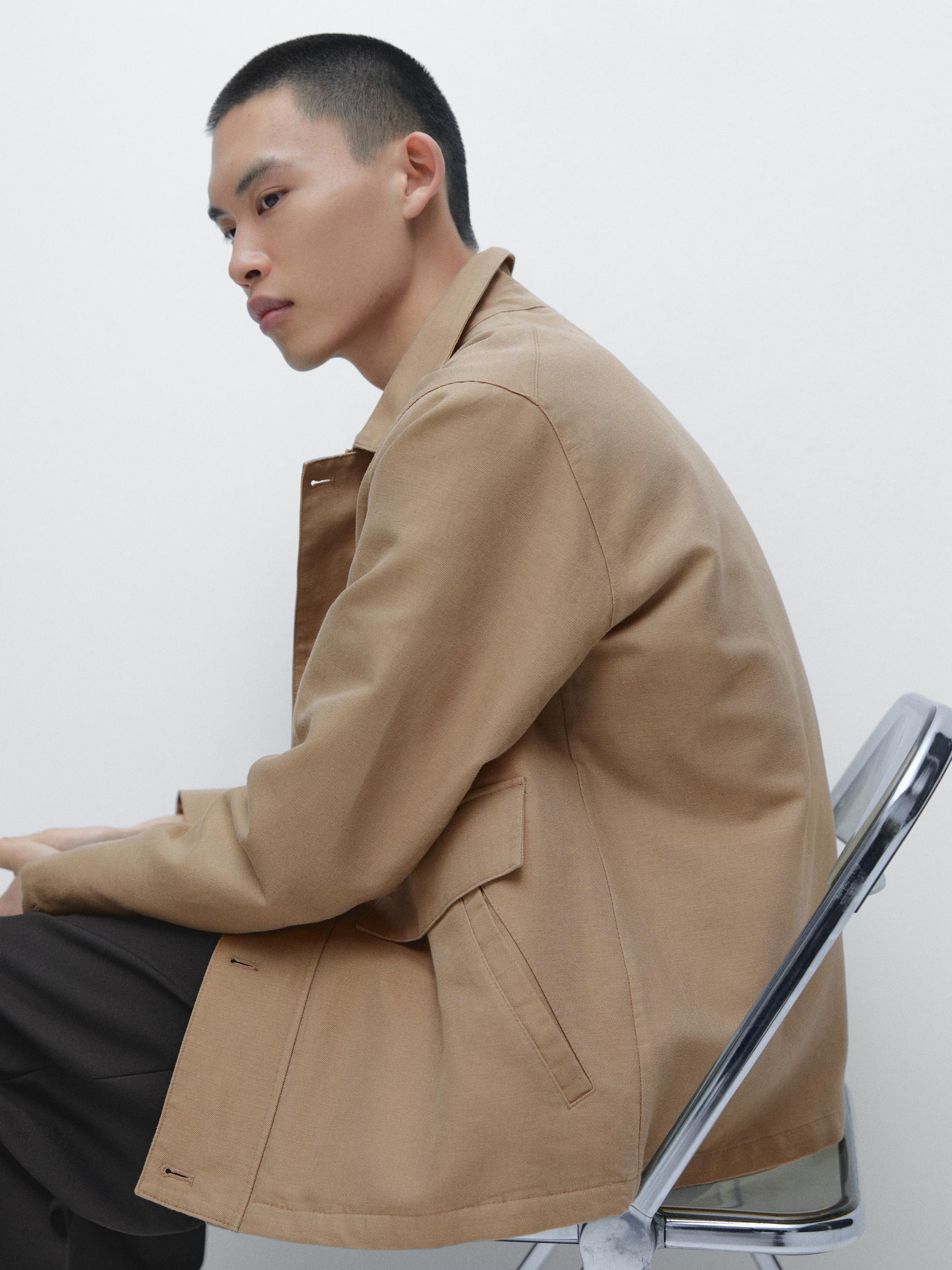 Linen blend jacket with pocket details