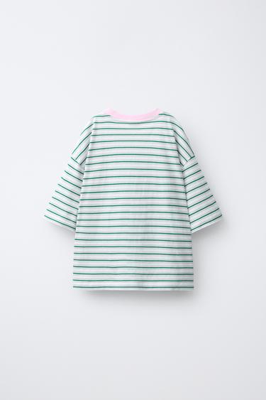 PENN © EMBROIDERED STRIPED T-SHIRT - Green by Zara - Image 1