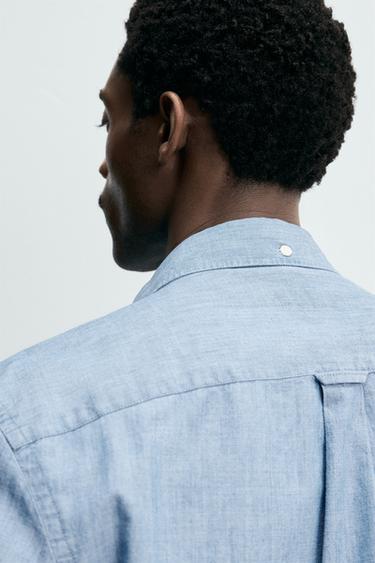 CHEMISE REGULAR FIT CHAMBRAY - Indigo de Zara - Image 4