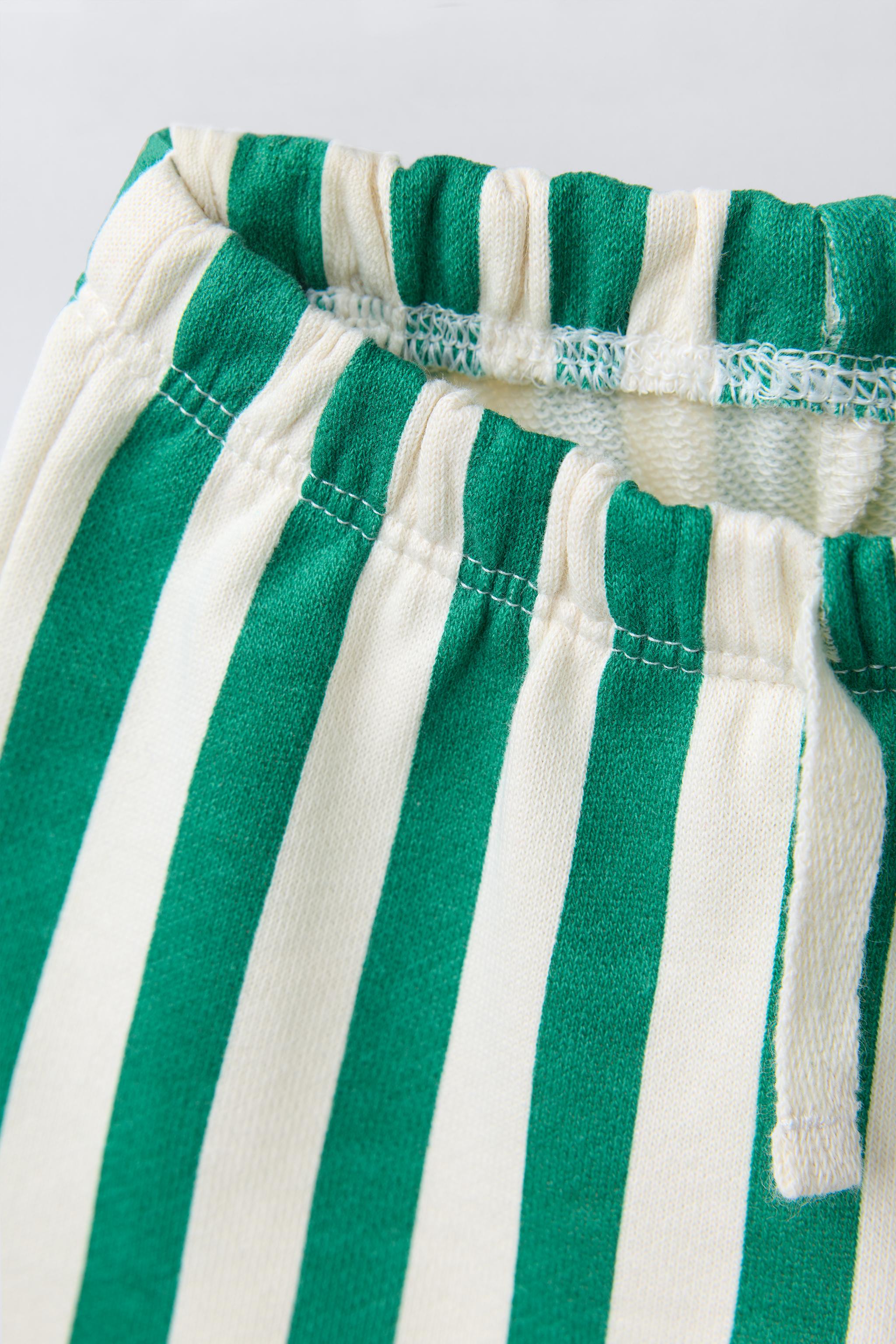 Детские шорты Zara TWO-PACK OF PLAIN AND STRIPED SHORTS — фото 4
