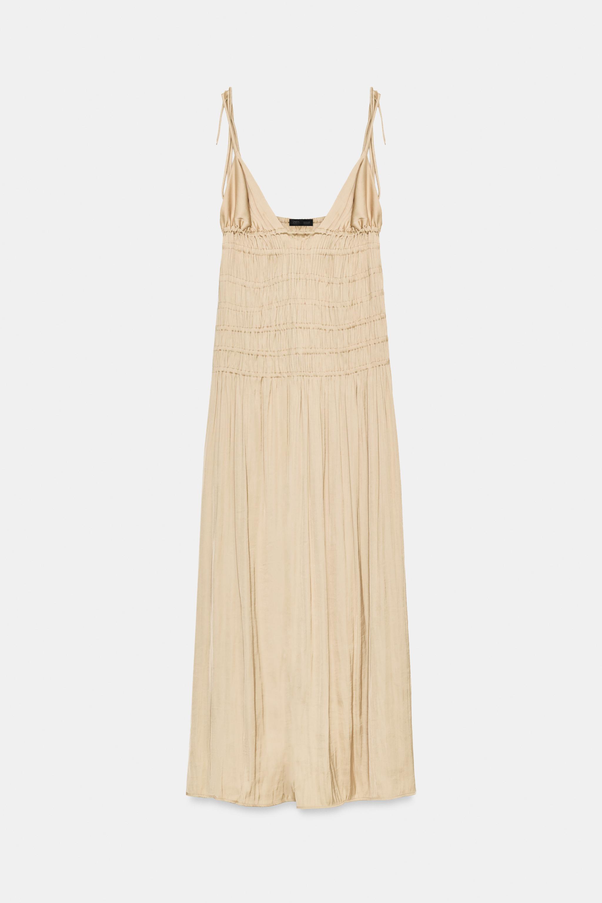 RUCHED SATIN MIDI DRESS
