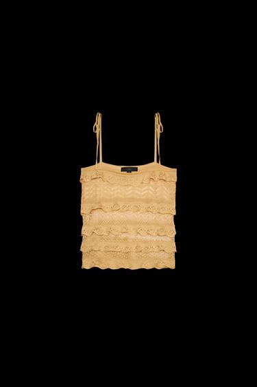 POINTELLE-STRICKTOP - Ocker von Zara - Bild 0