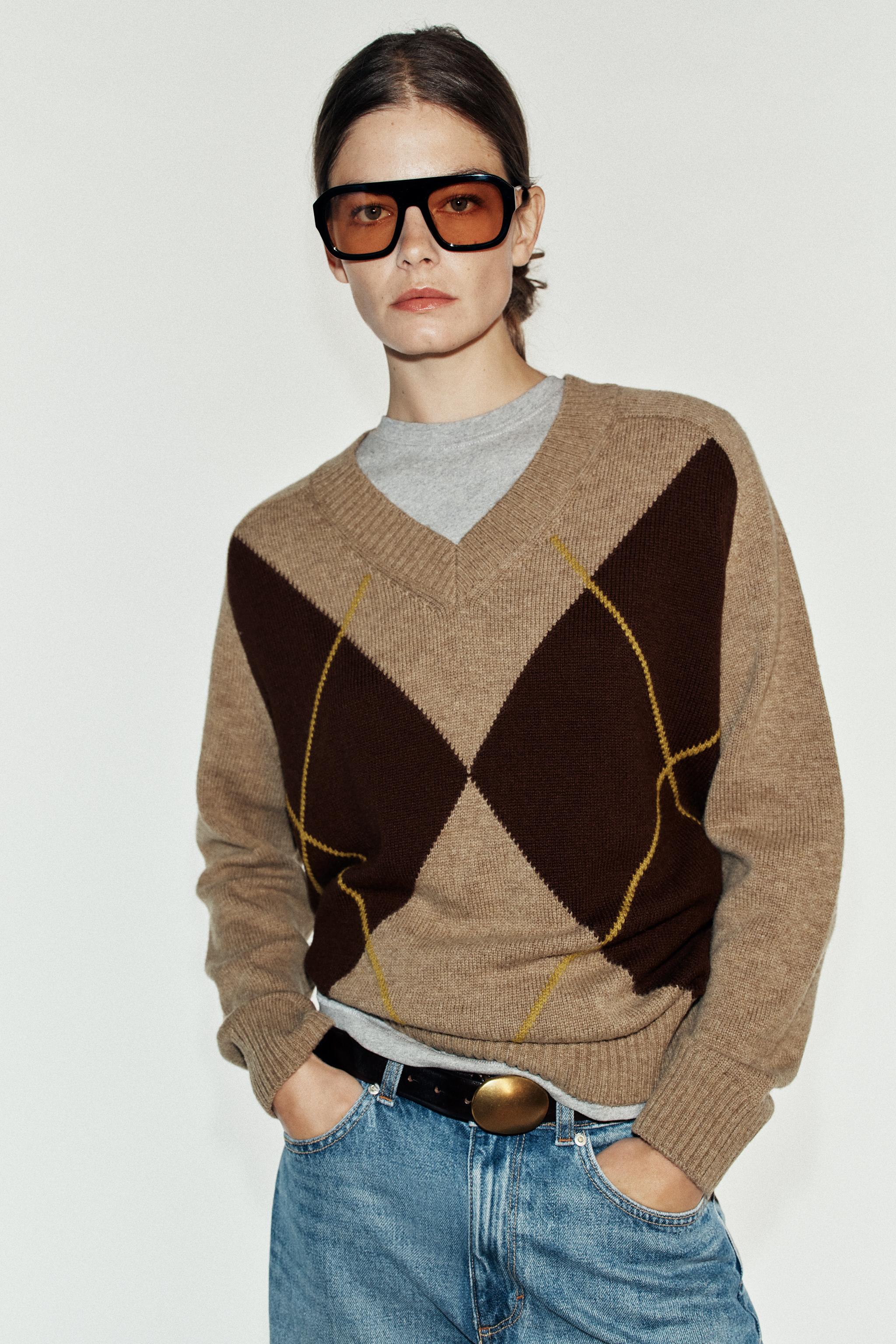 Женские свитеры Zara ARGYLE KNIT SWEATER — фото 4