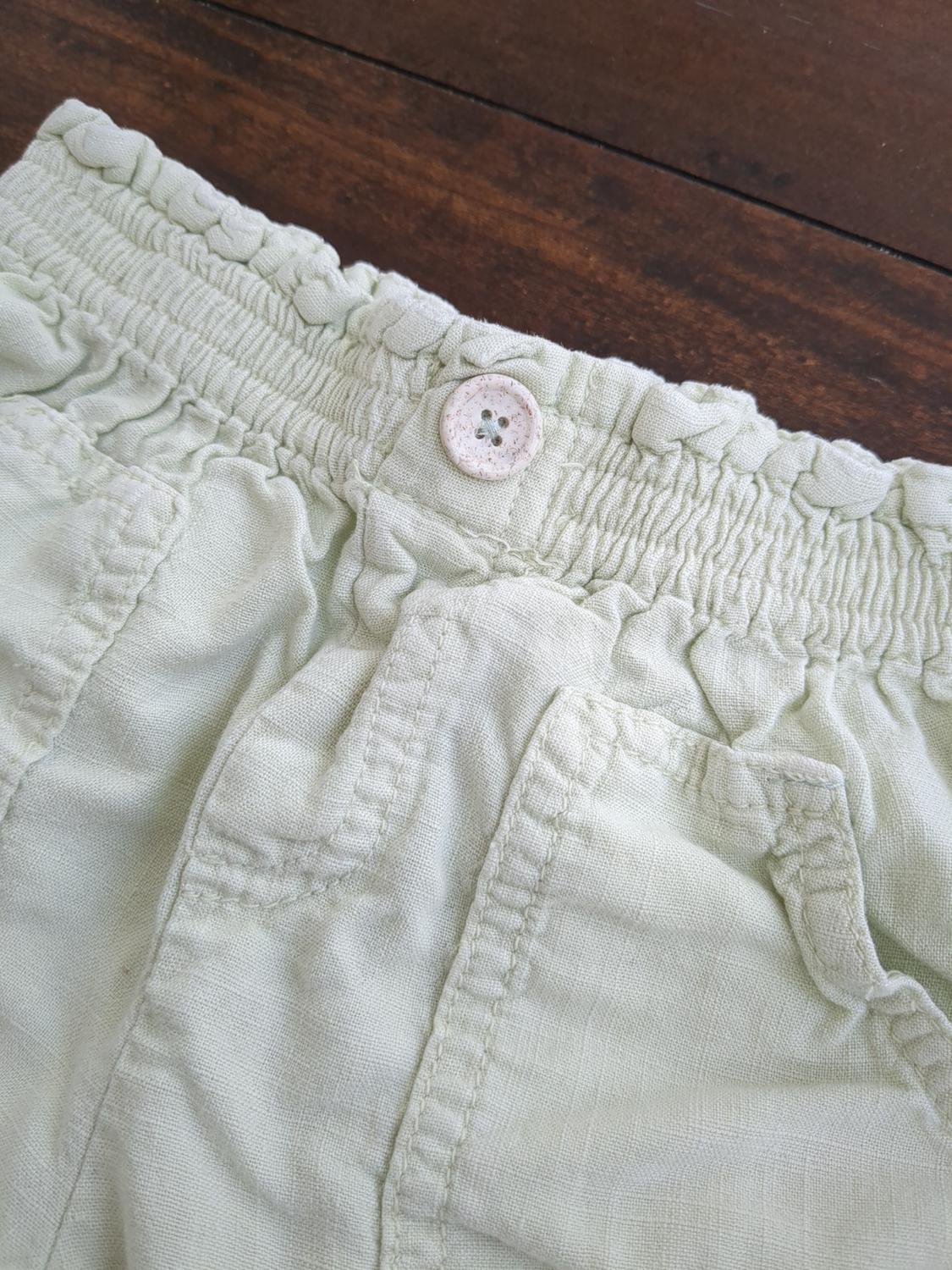 LINEN FLOWY MINT GREEN SHORTS - Image 3