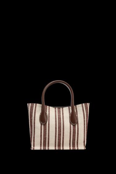 TASCHE AUS CANVAS MIT STREIFENMUSTER - Braun von Zara - Bild 0