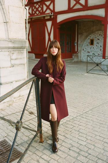 SOFT BUTTON COAT - Burgundy de Zara - Image 1
