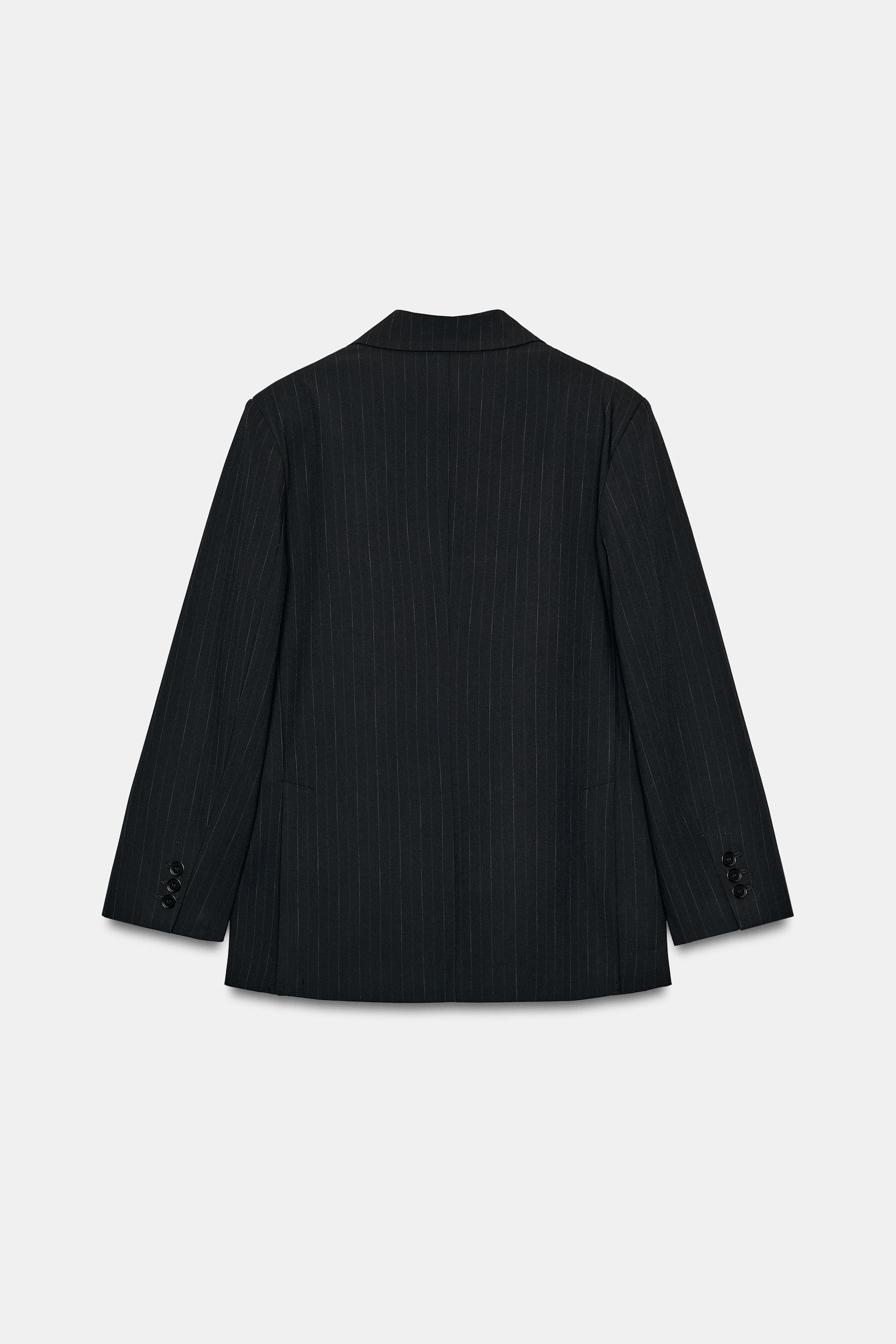 オーバーサイズピンストライプ柄ブレザー - ネイビーブルー/ホワイト