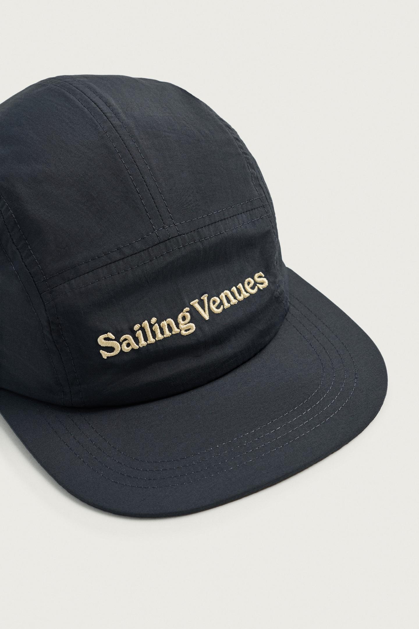 Мужская кепка Zara Embroidered Flat Visor, цвет: Тёмно-синий — фото 6