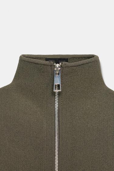 BLOUSON EN MAILLE ZIPPÉ - Kaki foncé de Zara - Image 8