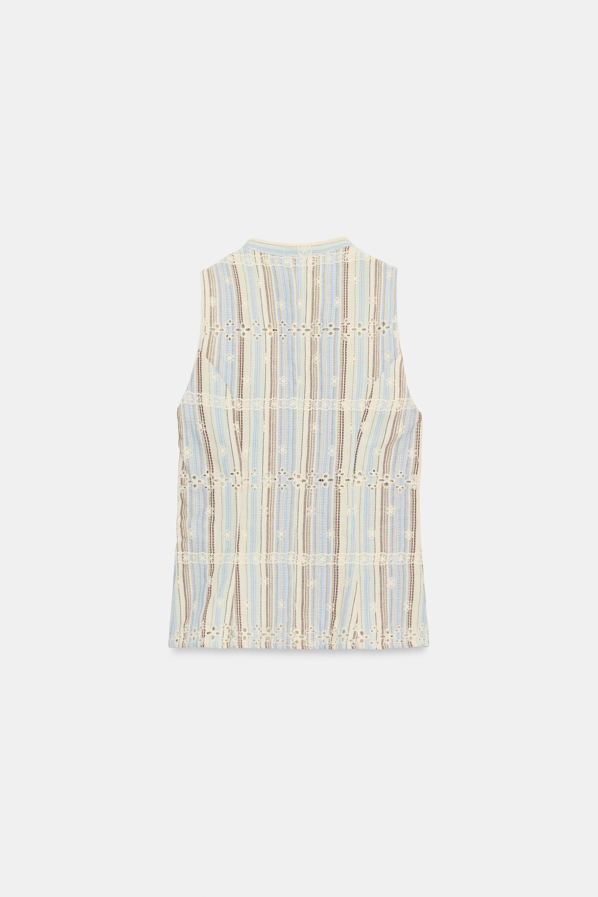 STRIPED EMBROIDERED TOP