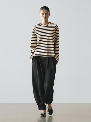Zara Sarouel trousers in flowing fabric - Black - Image 0