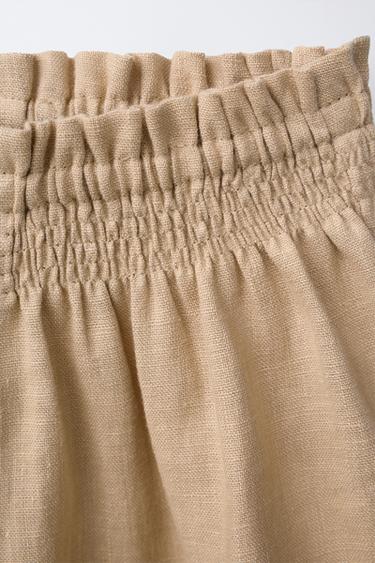 BERMUDA FLEURS CROCHET 100% LIN - Marron clair de Zara - Image 2