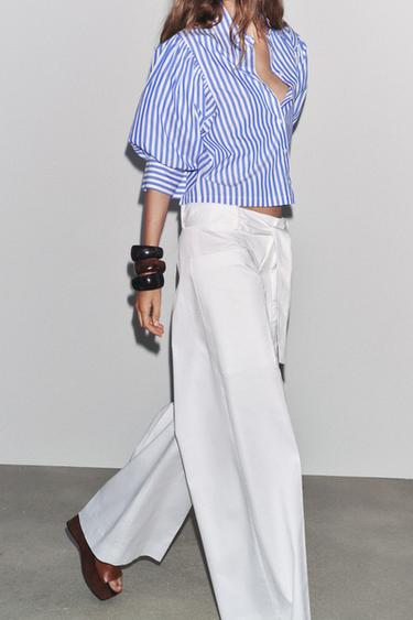 CHEMISE POPELINE MANCHES BOUFFANTES ZW COLLECTION - rayures de Zara - Image 2