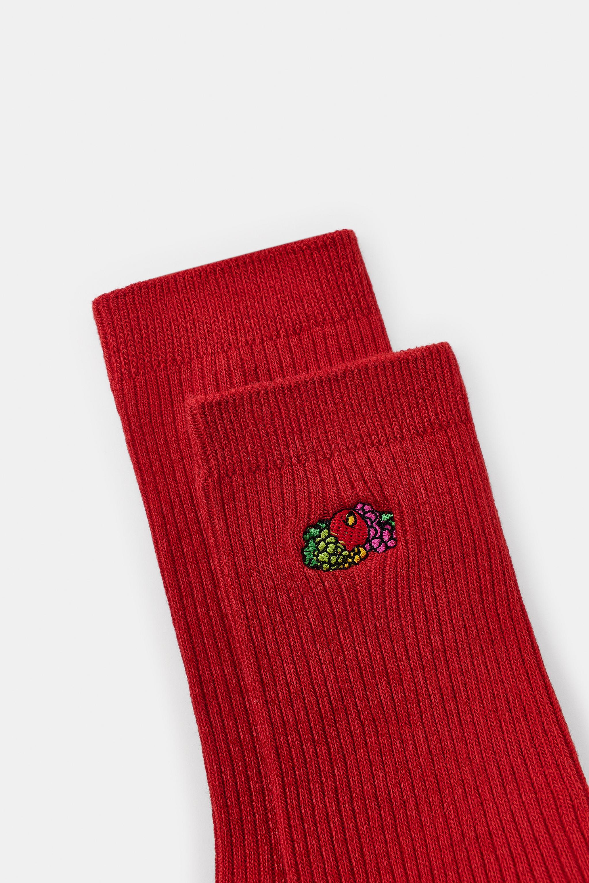 LOT DE 2 PAIRES CHAUSSETTES UNIES ET À RAYURES BRODÉES FRUIT OF THE LOOM™