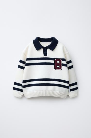 GESTREEPTE GEBREIDE POLO SNOOPY PEANUTS™ - Blauw / Wit van Zara