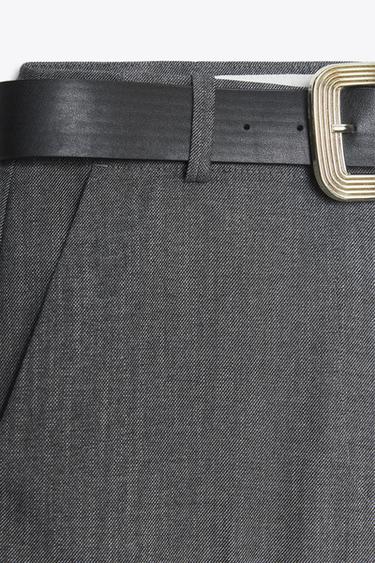TROUSERS WITH BELT AND TURN-UP HEMS - Dark grey by Zara - Image 7