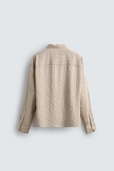 CHEMISE FLUIDE RAYURES EFFET FROISSÉ - Écru de Zara - Image 6