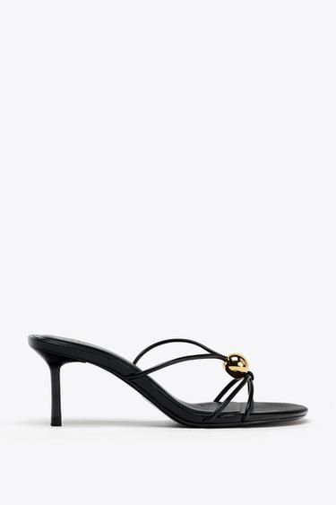 Zara SANDALS WITH METALLIC DETAIL - Black