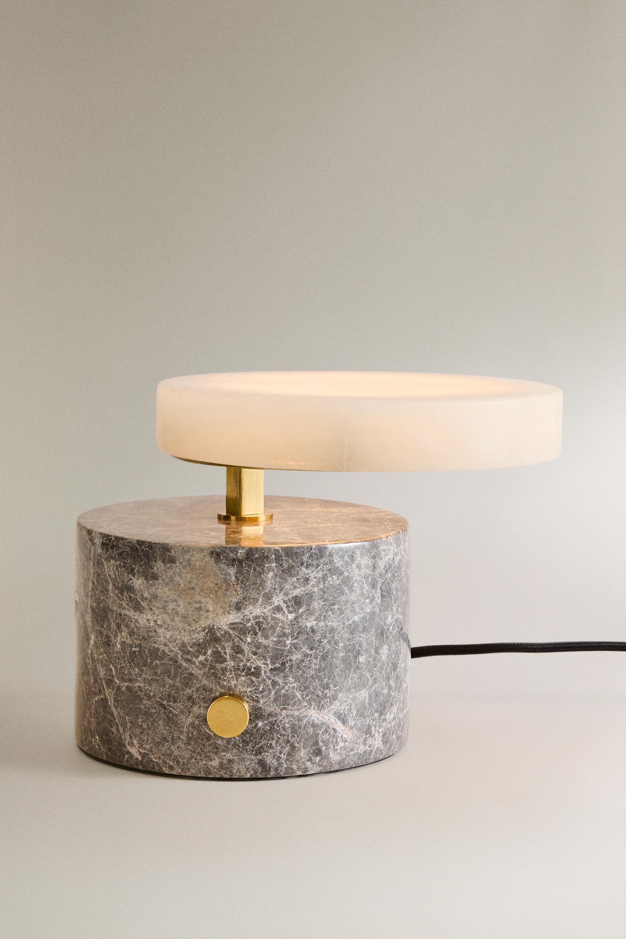 ALABASTER AND MARBLE TABLE LAMP — Anthracite grey