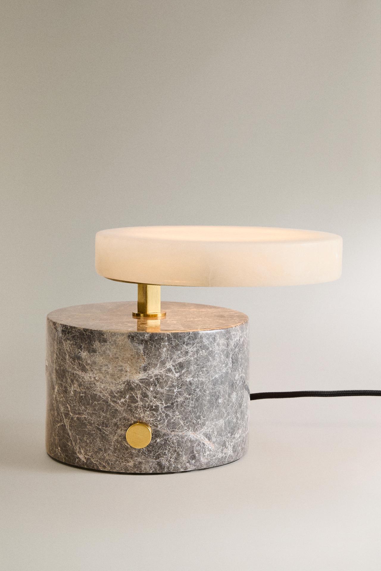ALABASTER AND MARBLE TABLE LAMP — Anthracite grey