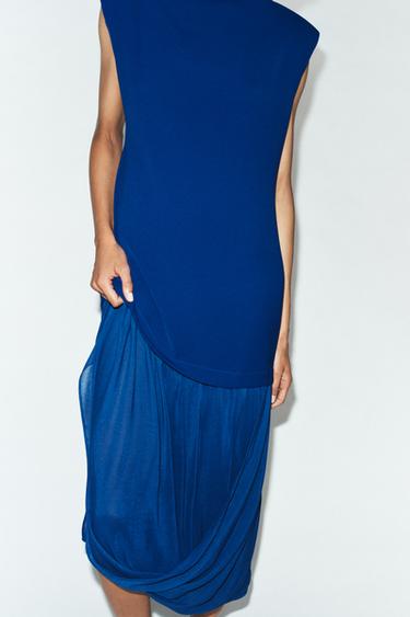 ROBE MIDI BIMATIÈRE - Bleu roi de Zara - Image 2