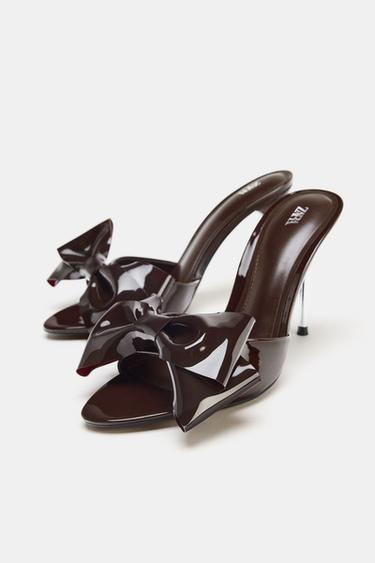SANDALES À TALONS ET NŒUD - Bordeaux de Zara - Image 3